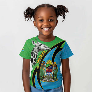Afro Tanzania Giraffe Kid T shirt Coat Of Arms Curve Style
