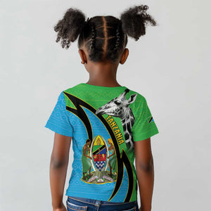 Afro Tanzania Giraffe Kid T shirt Coat Of Arms Curve Style