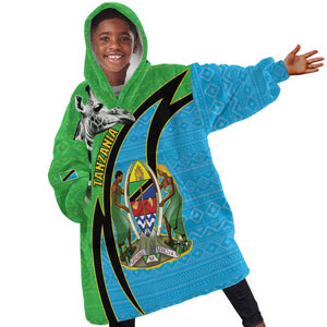 Afro Tanzania Giraffe Kid Wearable Blanket Hoodie Coat Of Arms Curve Style