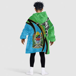 Afro Tanzania Giraffe Kid Wearable Blanket Hoodie Coat Of Arms Curve Style