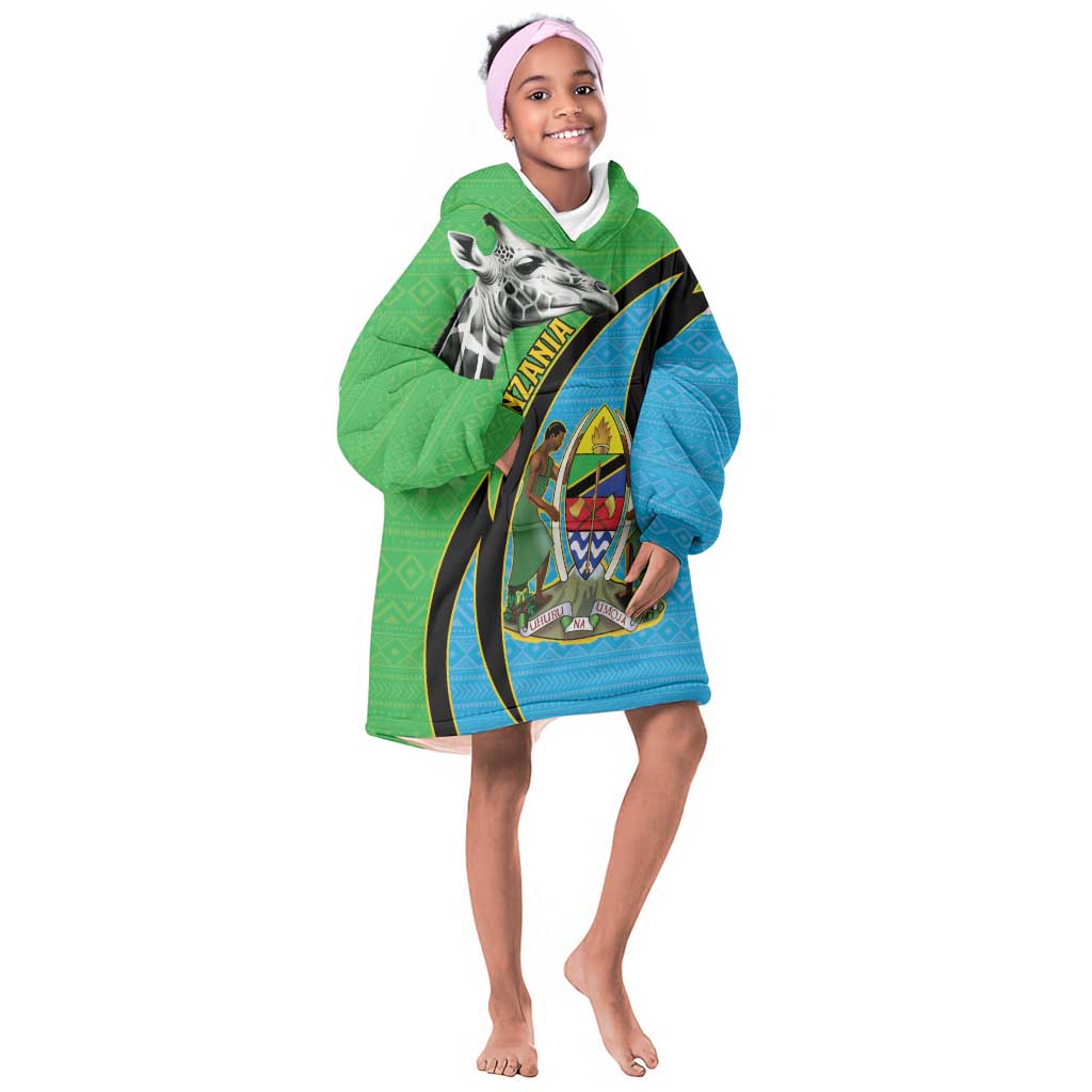 Afro Tanzania Giraffe Kid Wearable Blanket Hoodie Coat Of Arms Curve Style