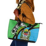 Afro Tanzania Giraffe Leather Tote Bag Coat Of Arms Curve Style