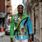 Afro Tanzania Giraffe Long Sleeve Button Shirt Coat Of Arms Curve Style