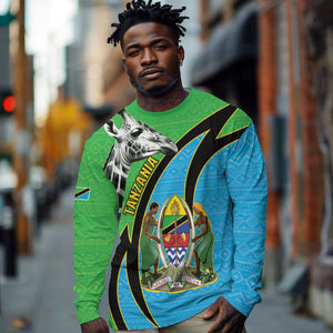 Afro Tanzania Giraffe Long Sleeve Shirt Coat Of Arms Curve Style
