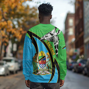 Afro Tanzania Giraffe Long Sleeve Shirt Coat Of Arms Curve Style