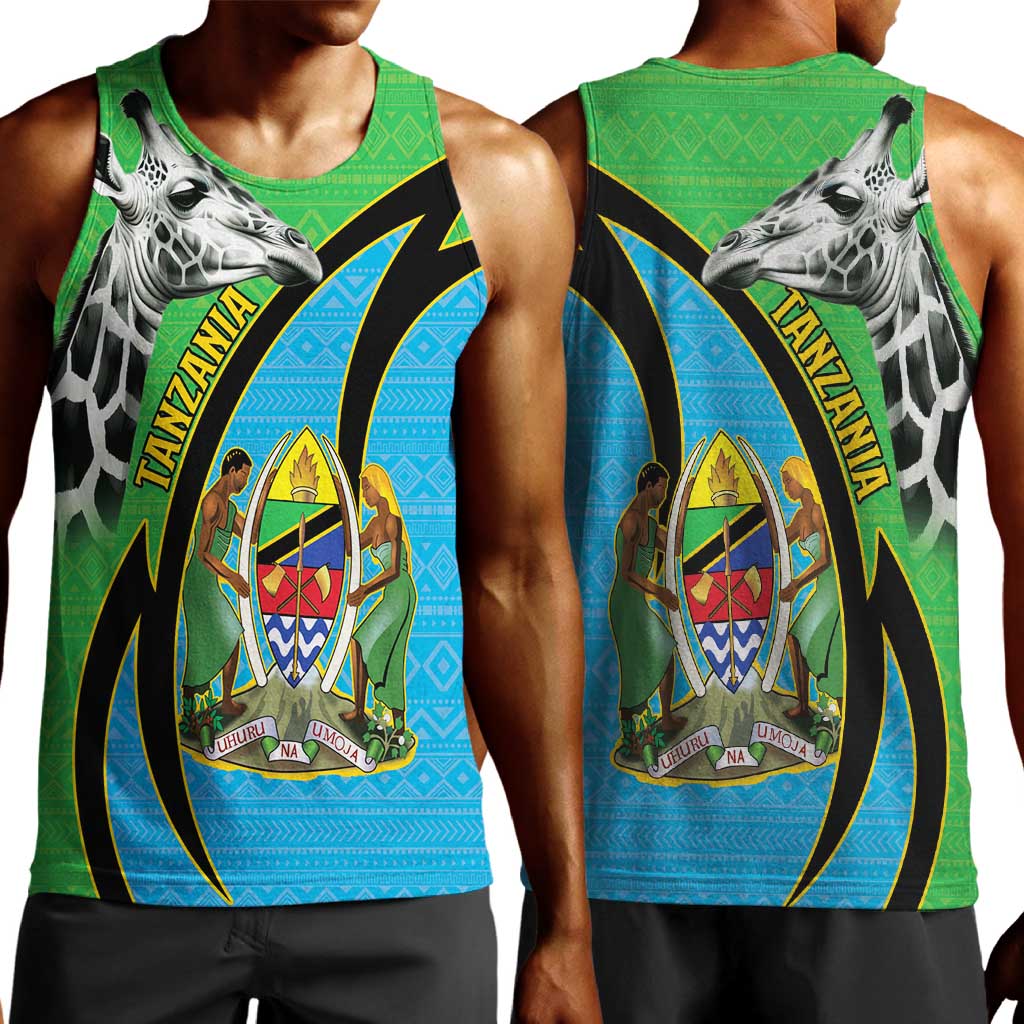 Afro Tanzania Giraffe Men Tank Top Coat Of Arms Curve Style