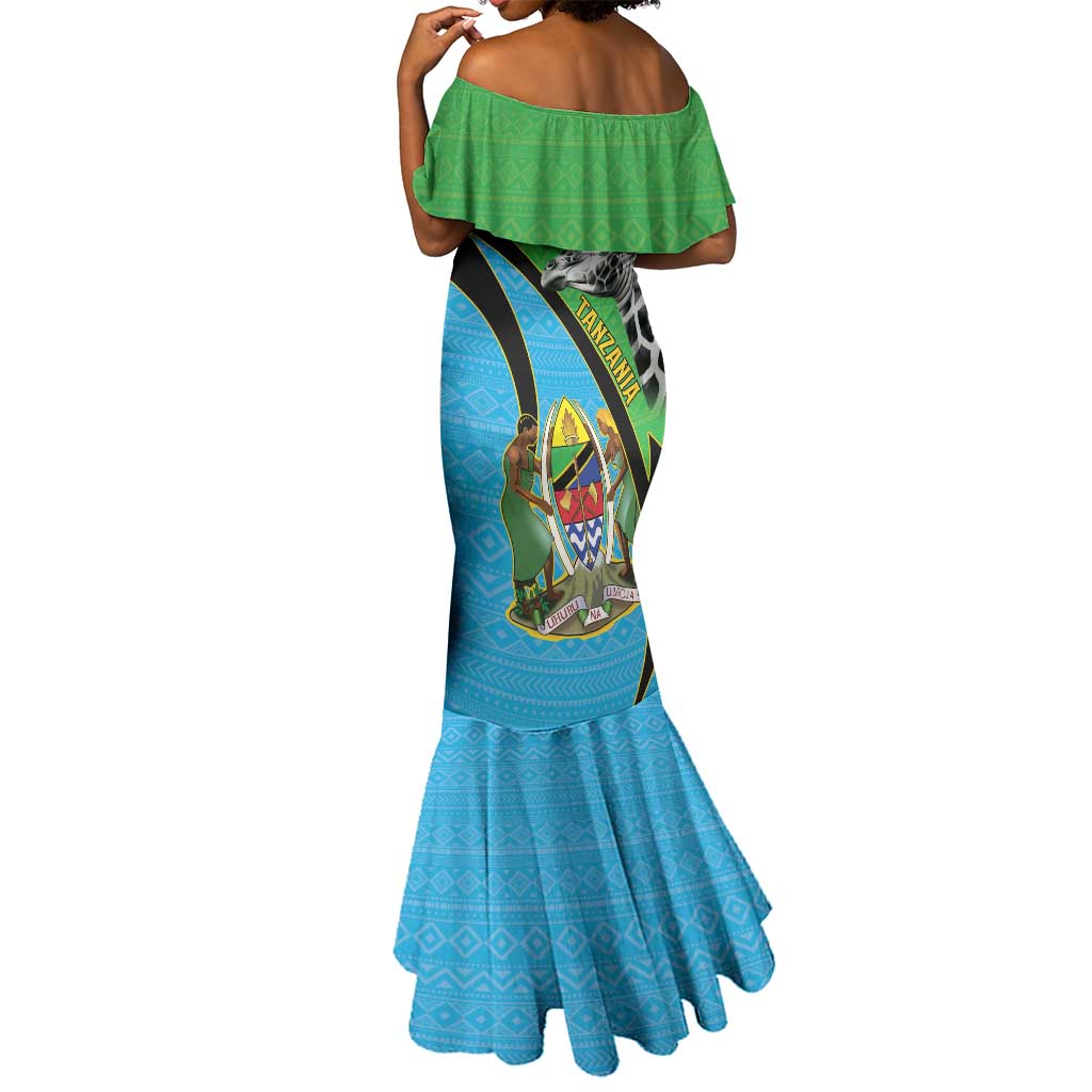 Afro Tanzania Giraffe Mermaid Dress Coat Of Arms Curve Style