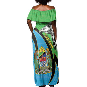 Afro Tanzania Giraffe Off Shoulder Maxi Dress Coat Of Arms Curve Style