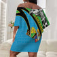 Afro Tanzania Giraffe Off Shoulder Short Dress Coat Of Arms Curve Style
