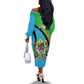 Afro Tanzania Giraffe Off The Shoulder Long Sleeve Dress Coat Of Arms Curve Style