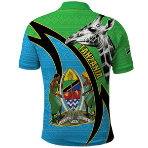 Afro Tanzania Giraffe Polo Shirt Coat Of Arms Curve Style
