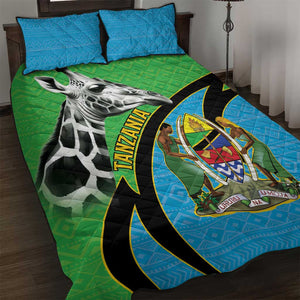 Afro Tanzania Giraffe Quilt Bed Set Coat Of Arms Curve Style
