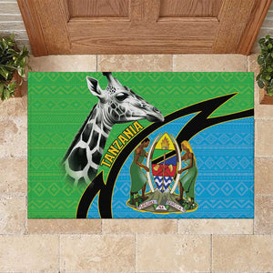 Afro Tanzania Giraffe Rubber Doormat Coat Of Arms Curve Style