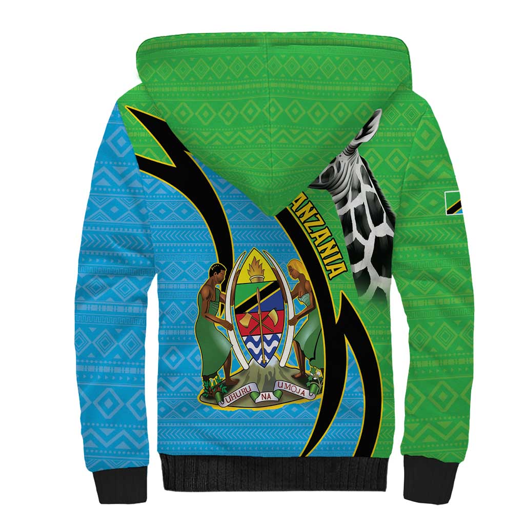 Afro Tanzania Giraffe Sherpa Hoodie Coat Of Arms Curve Style