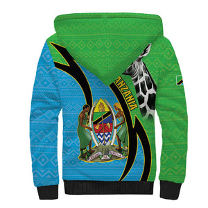 Afro Tanzania Giraffe Sherpa Hoodie Coat Of Arms Curve Style