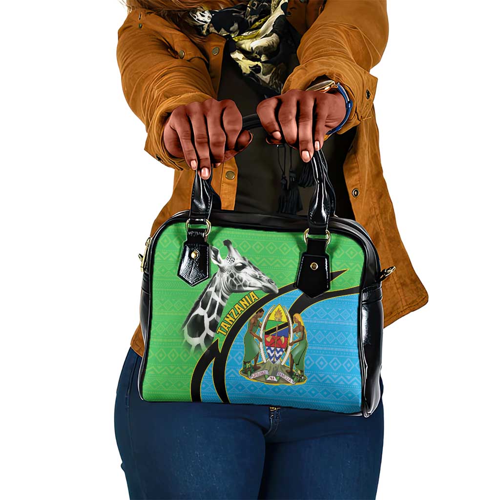 Afro Tanzania Giraffe Shoulder Handbag Coat Of Arms Curve Style