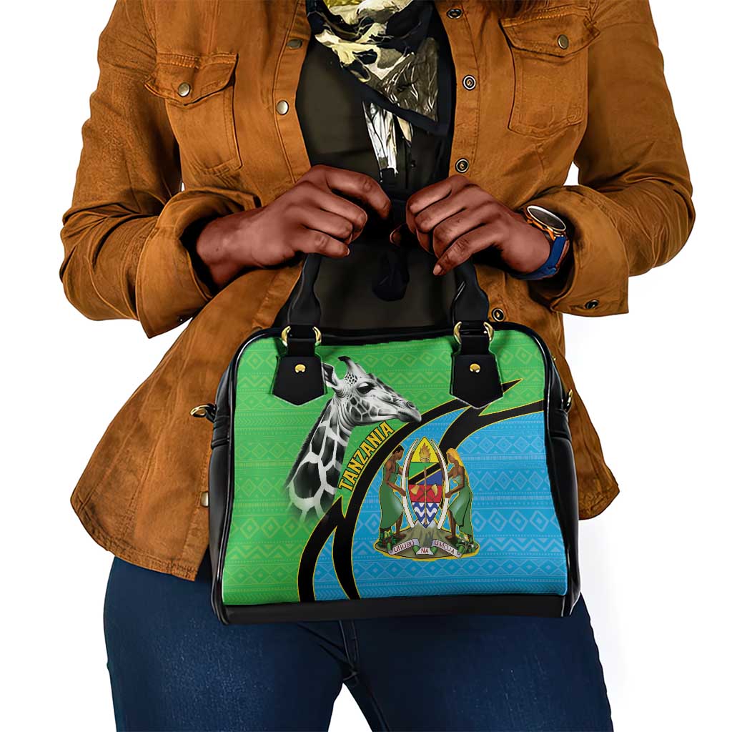 Afro Tanzania Giraffe Shoulder Handbag Coat Of Arms Curve Style