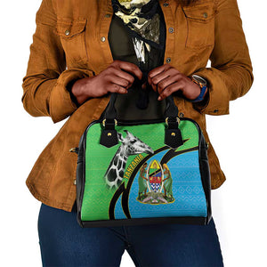 Afro Tanzania Giraffe Shoulder Handbag Coat Of Arms Curve Style