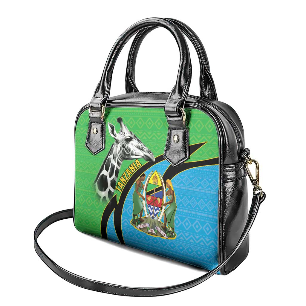 Afro Tanzania Giraffe Shoulder Handbag Coat Of Arms Curve Style