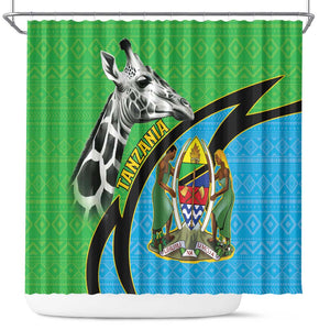 Afro Tanzania Giraffe Shower Curtain Coat Of Arms Curve Style