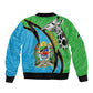 Afro Tanzania Giraffe Sleeve Zip Bomber Jacket Coat Of Arms Curve Style