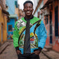 Afro Tanzania Giraffe Sleeve Zip Bomber Jacket Coat Of Arms Curve Style