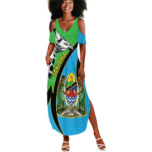 Afro Tanzania Giraffe Summer Maxi Dress Coat Of Arms Curve Style