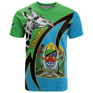 Afro Tanzania Giraffe T shirt Coat Of Arms Curve Style