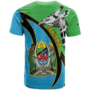Afro Tanzania Giraffe T shirt Coat Of Arms Curve Style