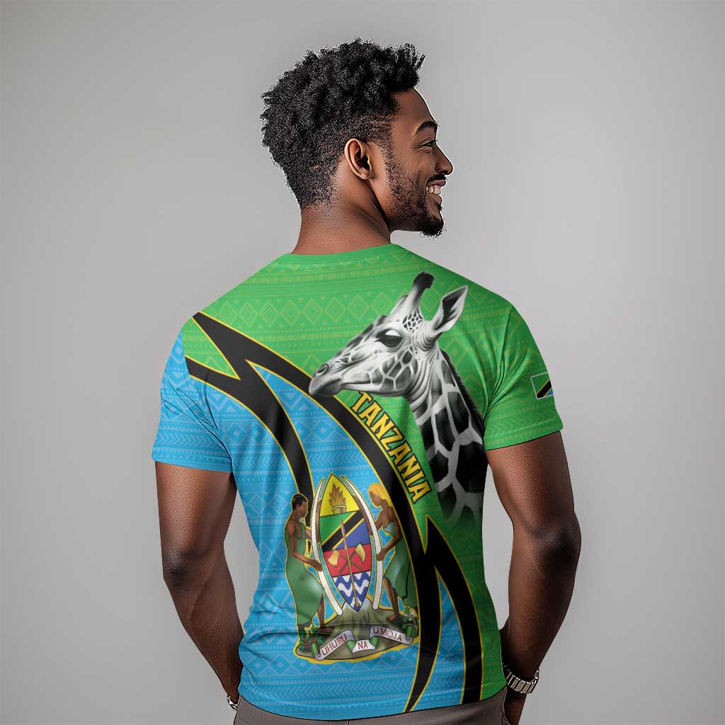 Afro Tanzania Giraffe T shirt Coat Of Arms Curve Style