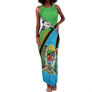 Afro Tanzania Giraffe Tank Maxi Dress Coat Of Arms Curve Style