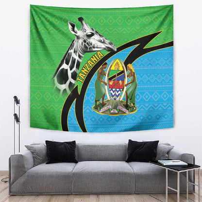 Afro Tanzania Giraffe Tapestry Coat Of Arms Curve Style