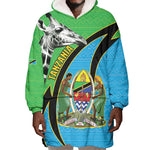 Afro Tanzania Giraffe Wearable Blanket Hoodie Coat Of Arms Curve Style
