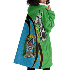 Afro Tanzania Giraffe Wearable Blanket Hoodie Coat Of Arms Curve Style
