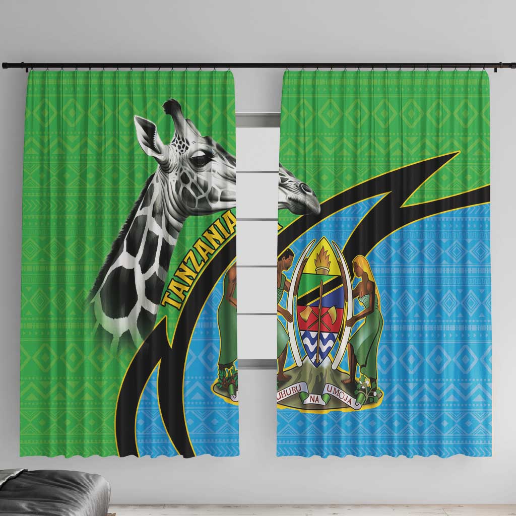 Afro Tanzania Giraffe Window Curtain Coat Of Arms Curve Style