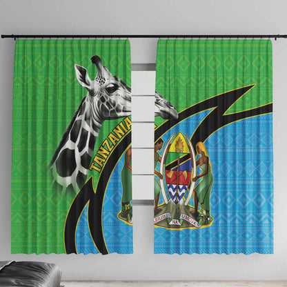 Afro Tanzania Giraffe Window Curtain Coat Of Arms Curve Style