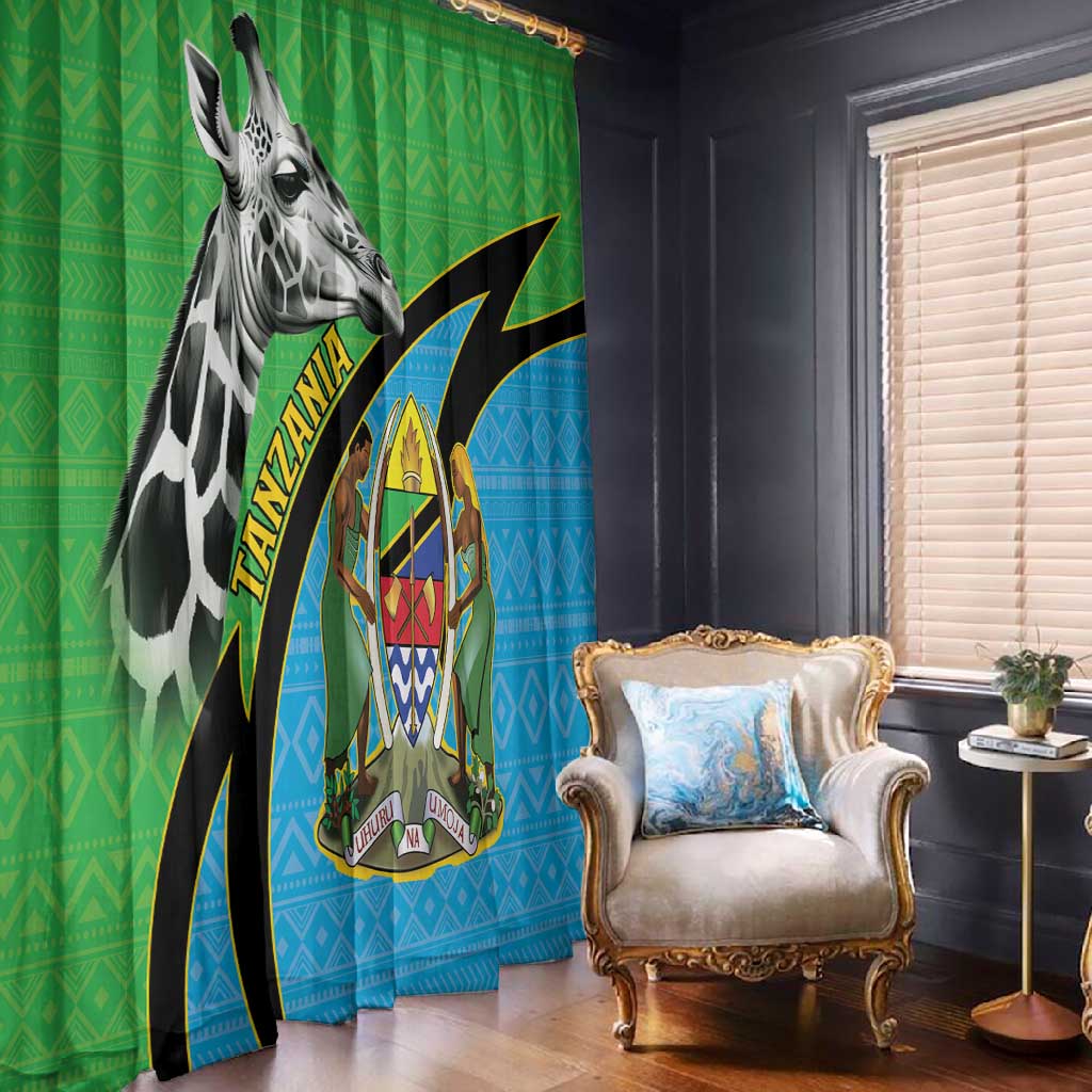 Afro Tanzania Giraffe Window Curtain Coat Of Arms Curve Style