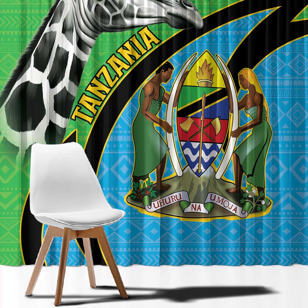 Afro Tanzania Giraffe Window Curtain Coat Of Arms Curve Style