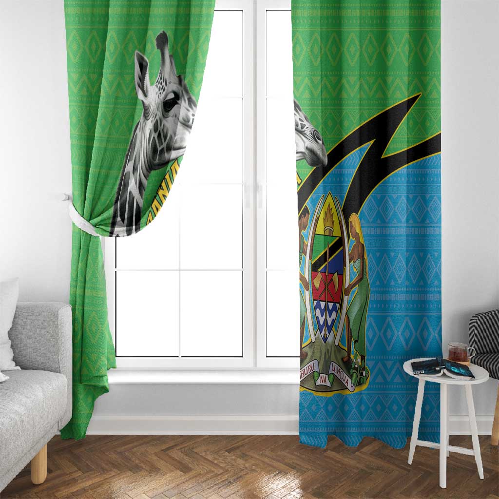 Afro Tanzania Giraffe Window Curtain Coat Of Arms Curve Style