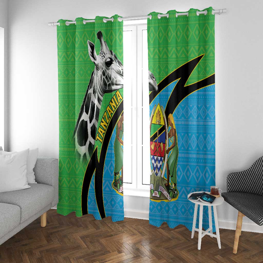Afro Tanzania Giraffe Window Curtain Coat Of Arms Curve Style