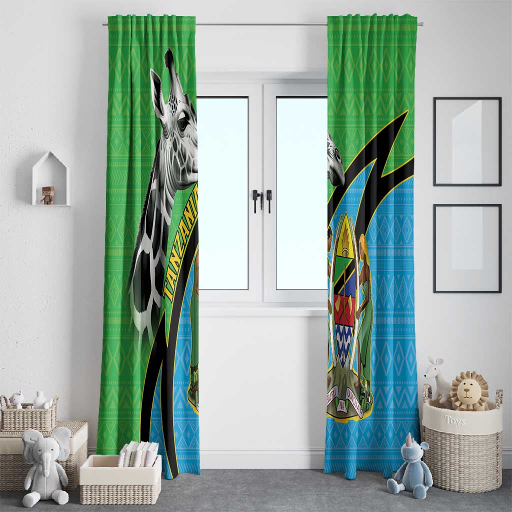 Afro Tanzania Giraffe Window Curtain Coat Of Arms Curve Style