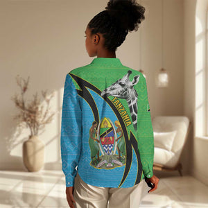 Afro Tanzania Giraffe Women Casual Shirt Coat Of Arms Curve Style