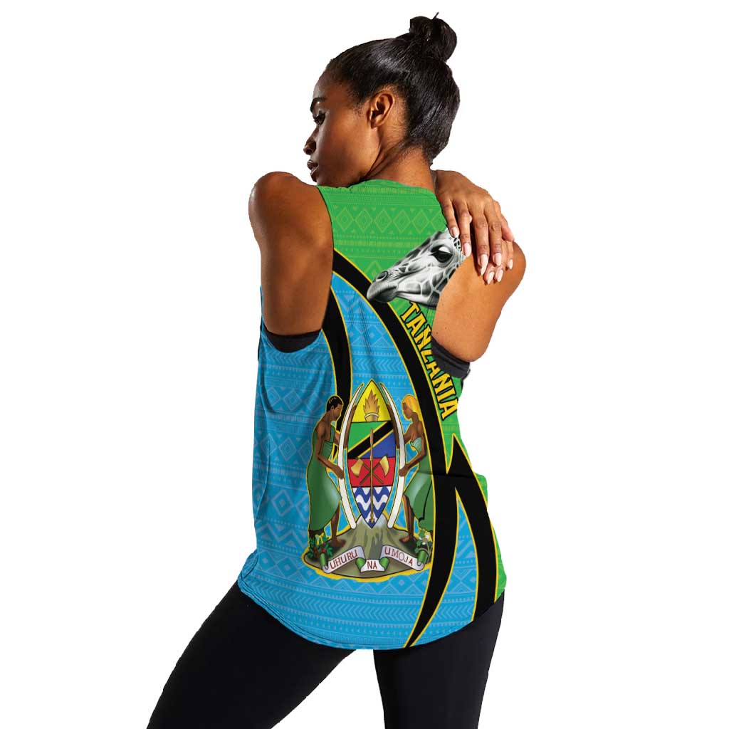 Afro Tanzania Giraffe Women Racerback Tank Coat Of Arms Curve Style