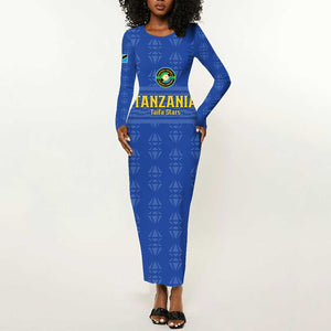 Custom Tanzania Football Long Sleeve Bodycon Dress Taifa Stars Go Champions LT15