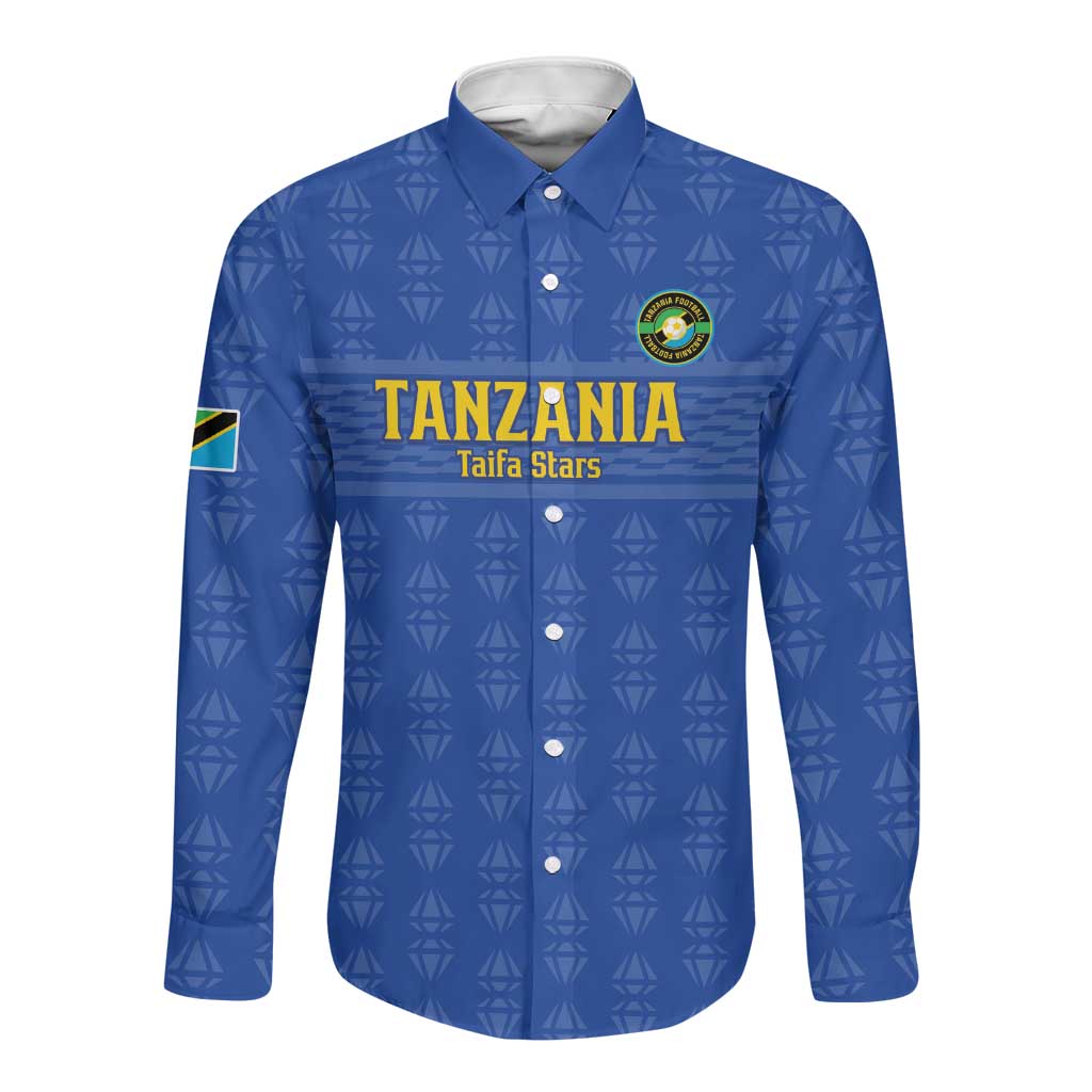 Custom Tanzania Football Long Sleeve Button Shirt Taifa Stars Go Champions