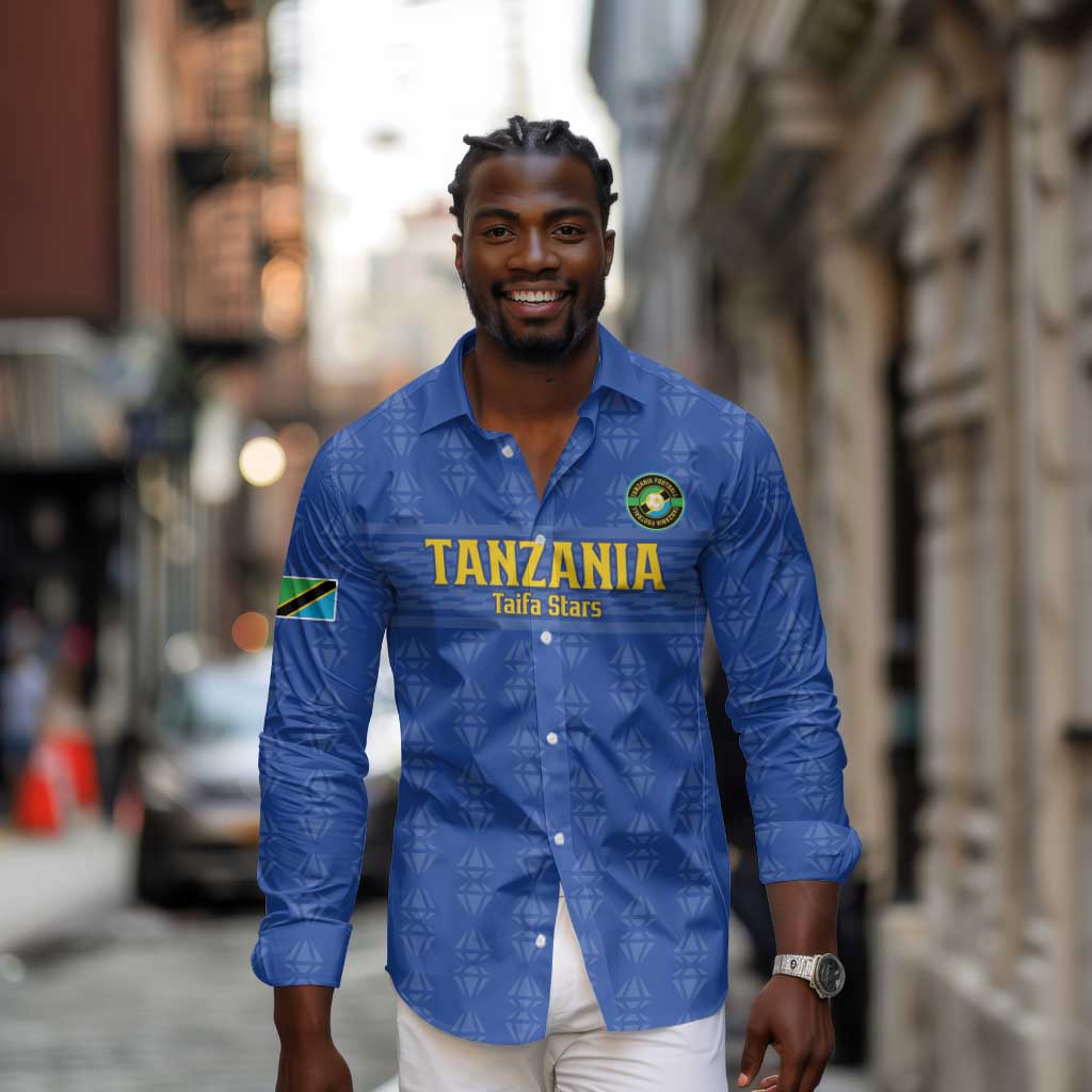 Custom Tanzania Football Long Sleeve Button Shirt Taifa Stars Go Champions