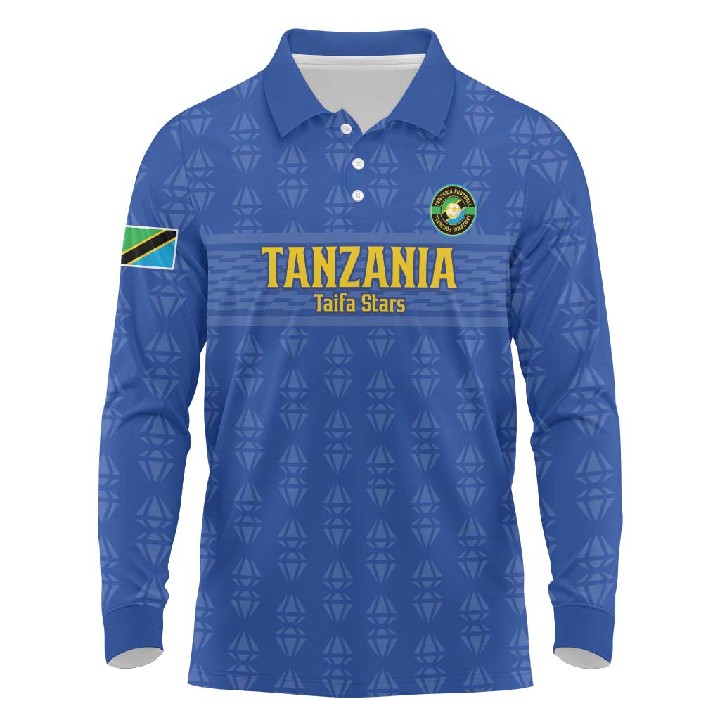 Custom Tanzania Football Long Sleeve Polo Shirt Taifa Stars Go Champions