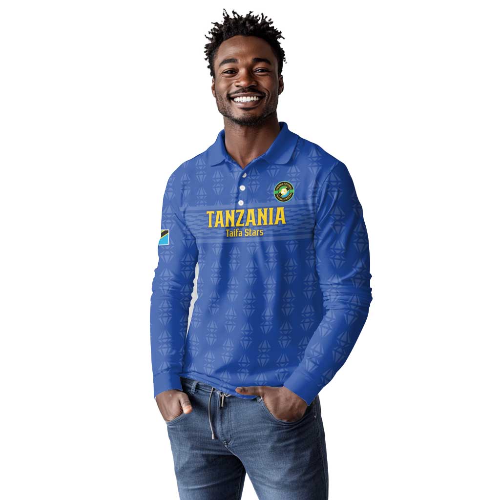 Custom Tanzania Football Long Sleeve Polo Shirt Taifa Stars Go Champions