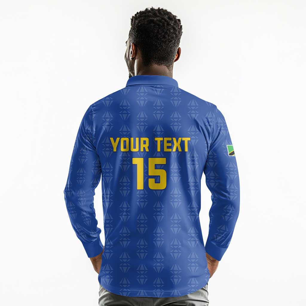 Custom Tanzania Football Long Sleeve Polo Shirt Taifa Stars Go Champions