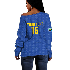 Custom Tanzania Football Off Shoulder Sweater Taifa Stars Go Champions